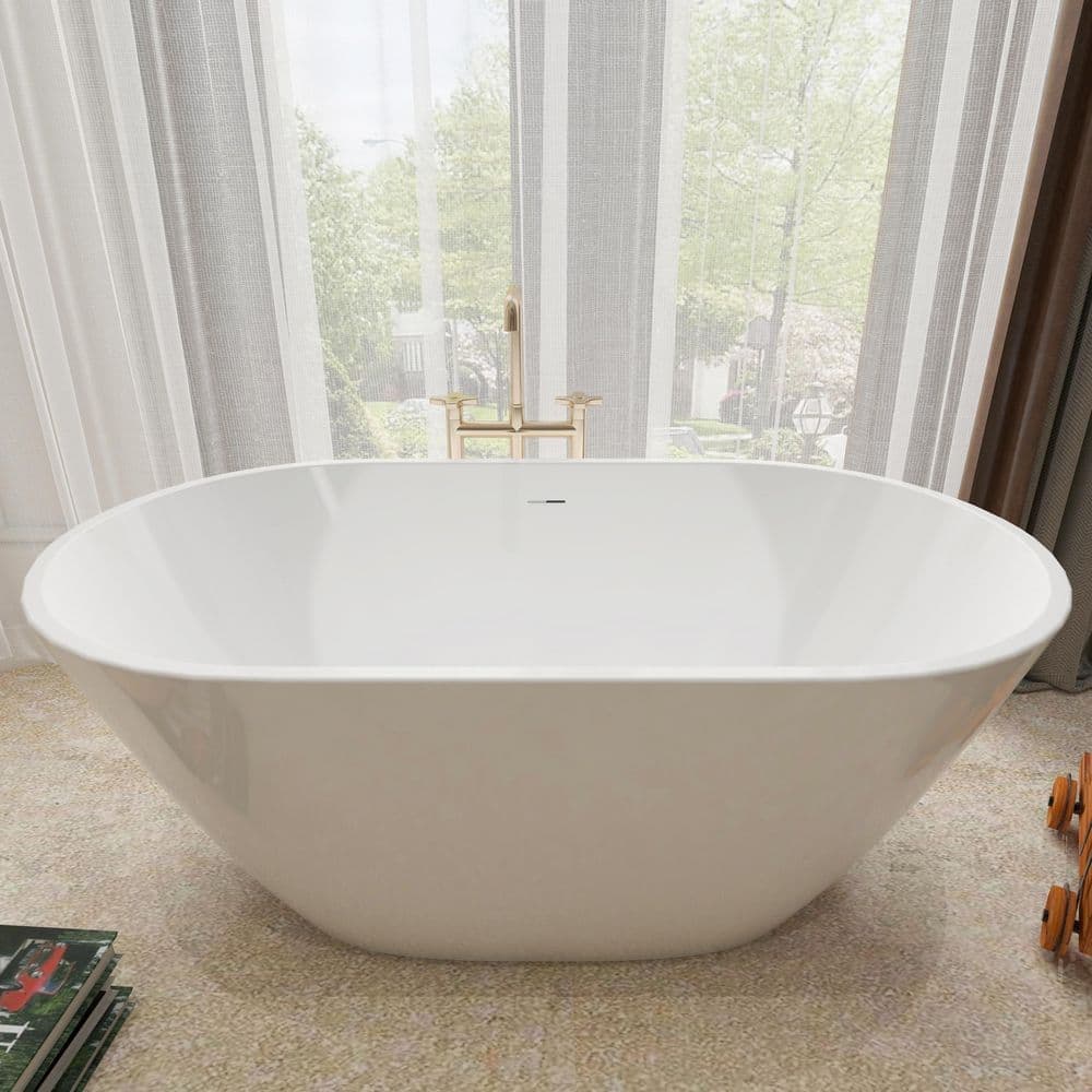 Unbranded 65 in. x 29.5 in. Acrylic Freestanding Soaking Bathtub Flat Bottom Stand Alone Tub in Chrome (2)