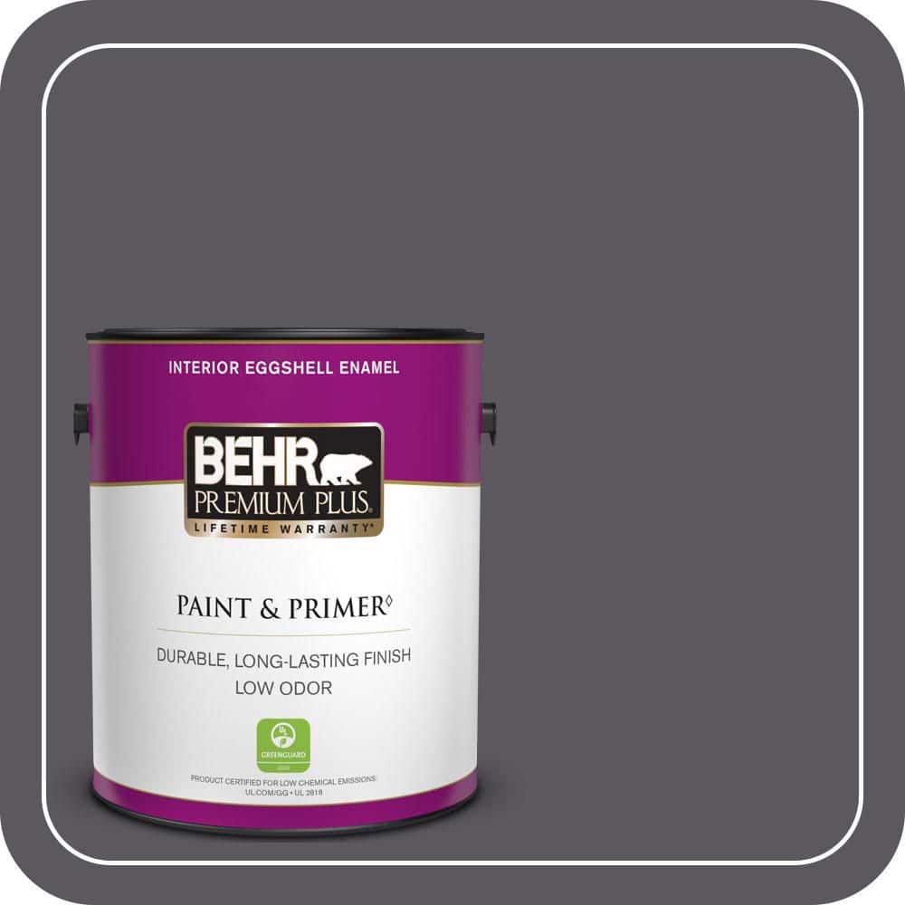 BEHR PREMIUM PLUS 1 gal. #MQ5-02 Dark Shadows Eggshell Enamel Low Odor Interior Paint & Primer (1)