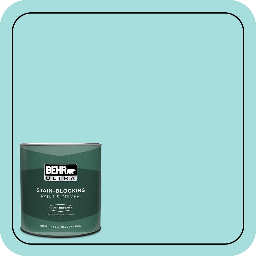 BEHR ULTRA 1 qt. #500A-3 Aqua Spray Extra Durable Semi-Gloss Enamel Interior Paint & Primer