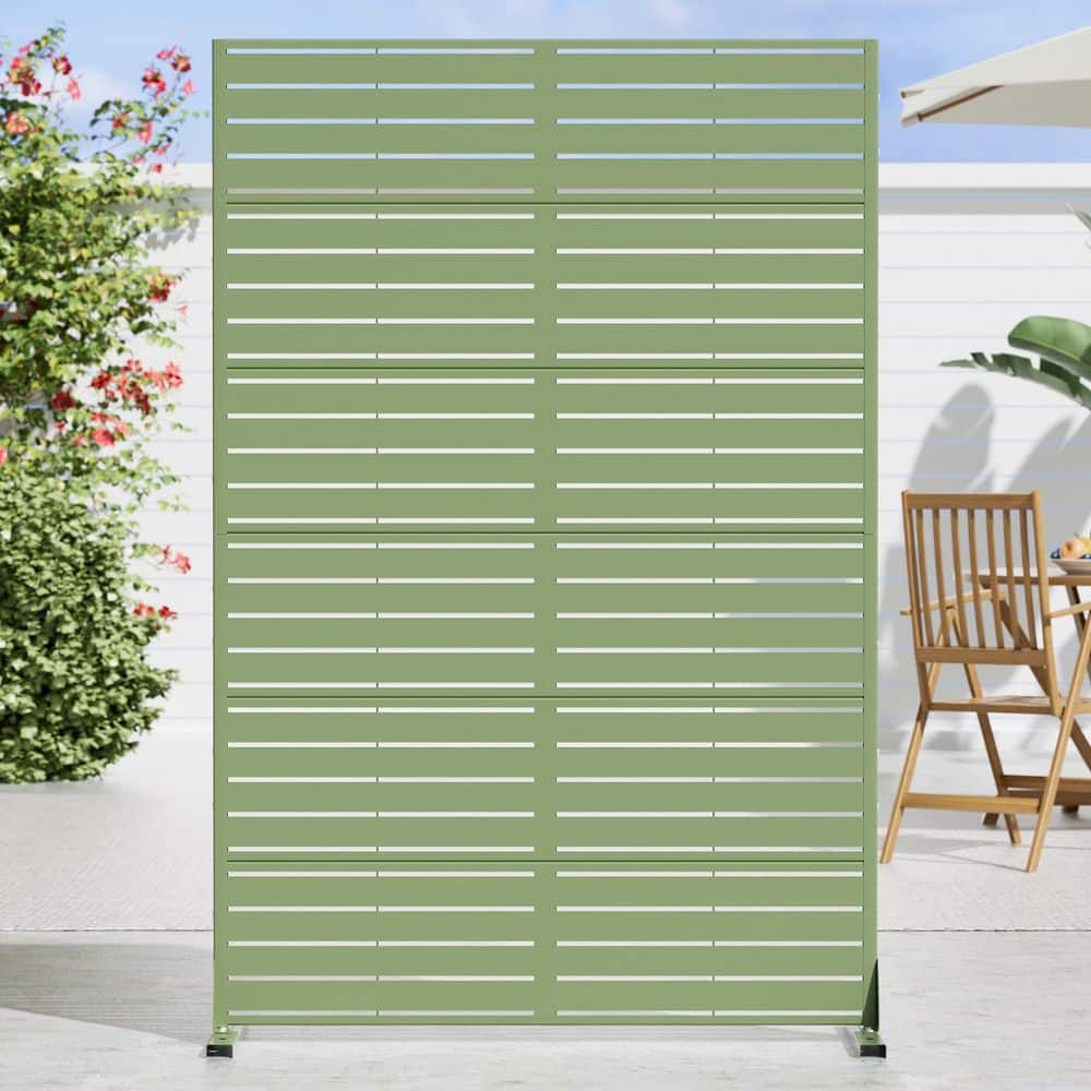 Dovelina 47 in. x 72 in. Green Textured Metal Garden Screens Outdoor Privacy Screen (3)
