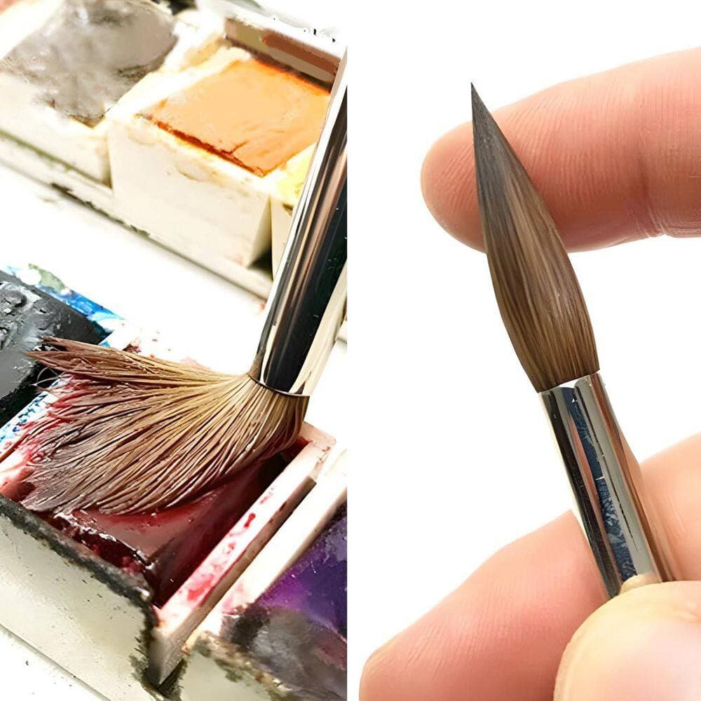 KIWDZFU 9-pcs Watercolor Brushes Set for Professional Detail to Mop Painting with Short Handles for Acrylic Gouache Ink (3)