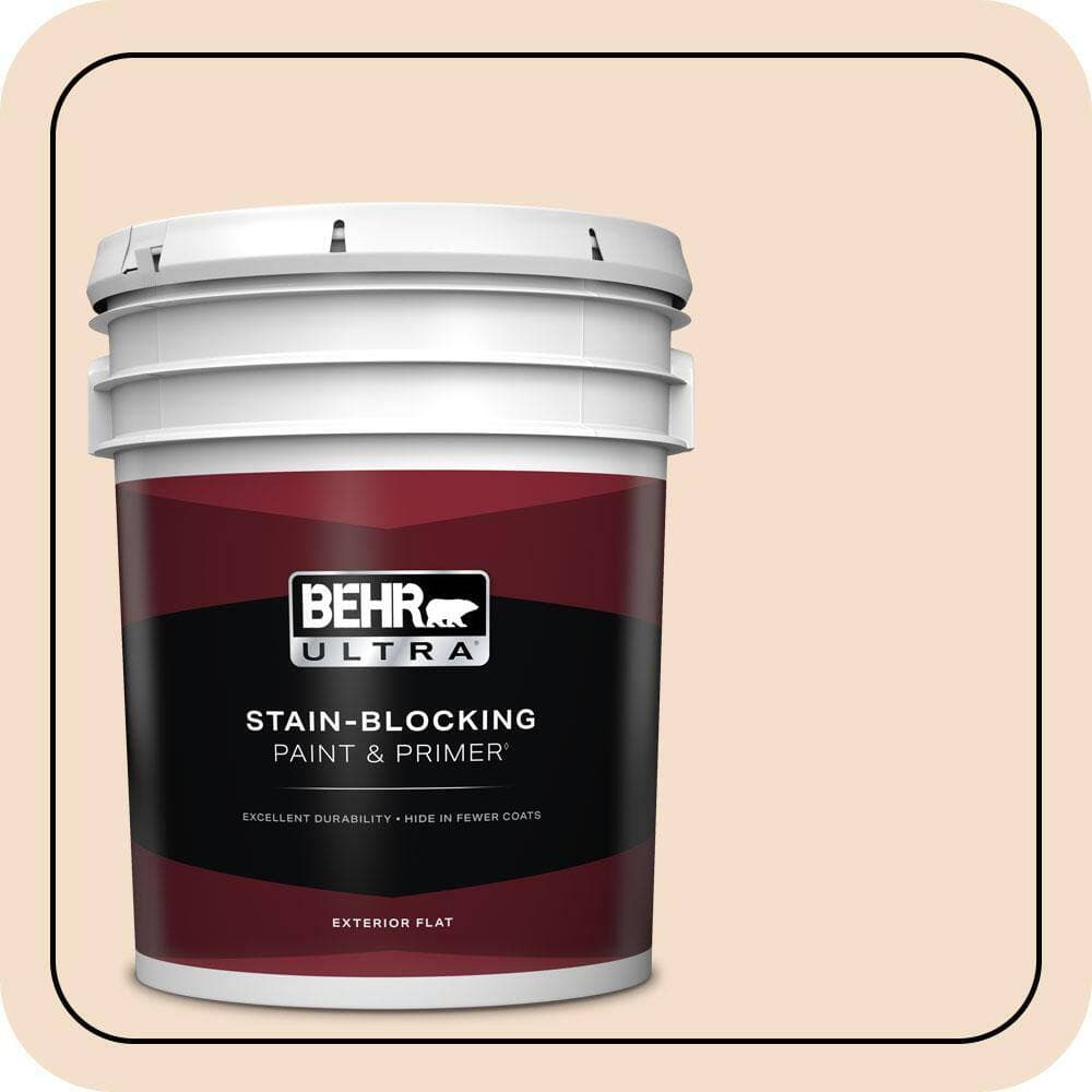 BEHR ULTRA 5 gal. #S250-1 Macaroon Cream Flat Exterior Paint & Primer