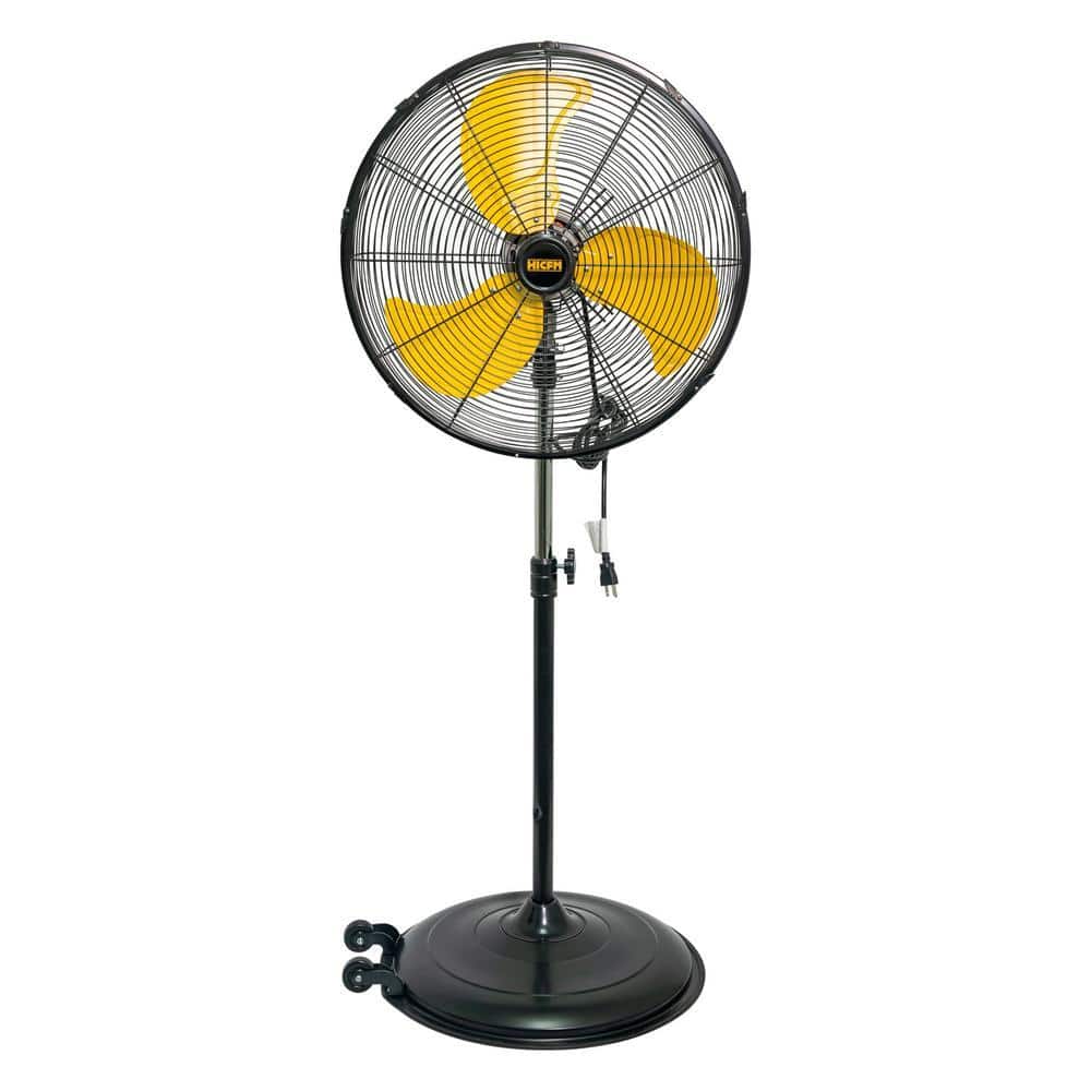 WOCK HICFM 20 in. 3-Speeds High Velocity Oscillating Pedestal Fan in Yellow with 1/5 HP Powerful Motor, 5000 CFM (1)