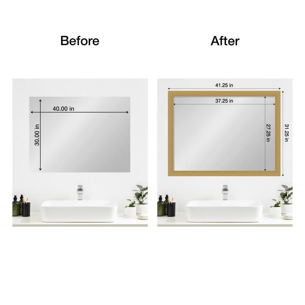 Amanti Art Mirror Makeover Grace Brushed Gold 41.25 in. W x 31.25 in. H Bathroom Mirror Frame Border Kit-Fits a 40x30 Mirror (2)