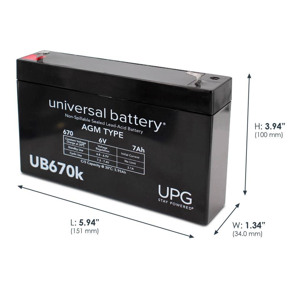 UPG 6-Volt 7 Ah F1 Sealed Lead Acid (SLA) AGM Rechargeable Battery (2)