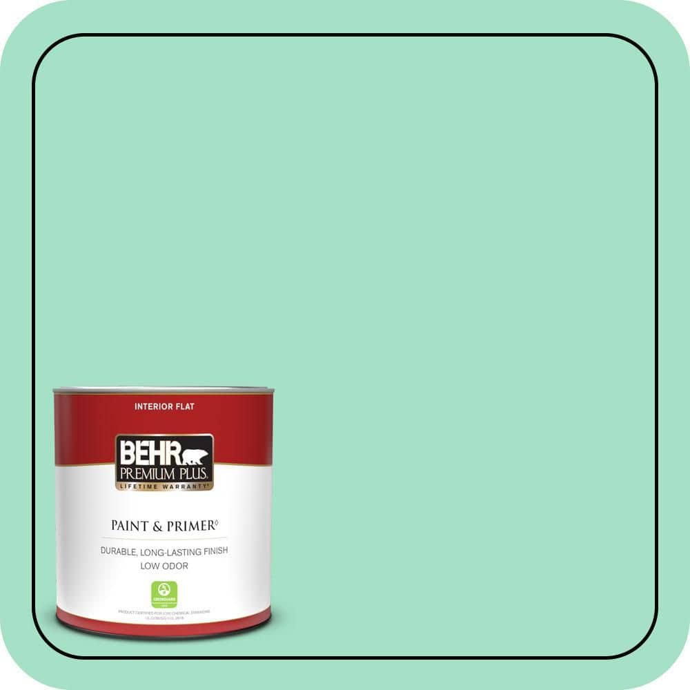 BEHR PREMIUM PLUS #470A-3 Reef Green Flat Interior/Exterior Paint & Primer Color Sample
