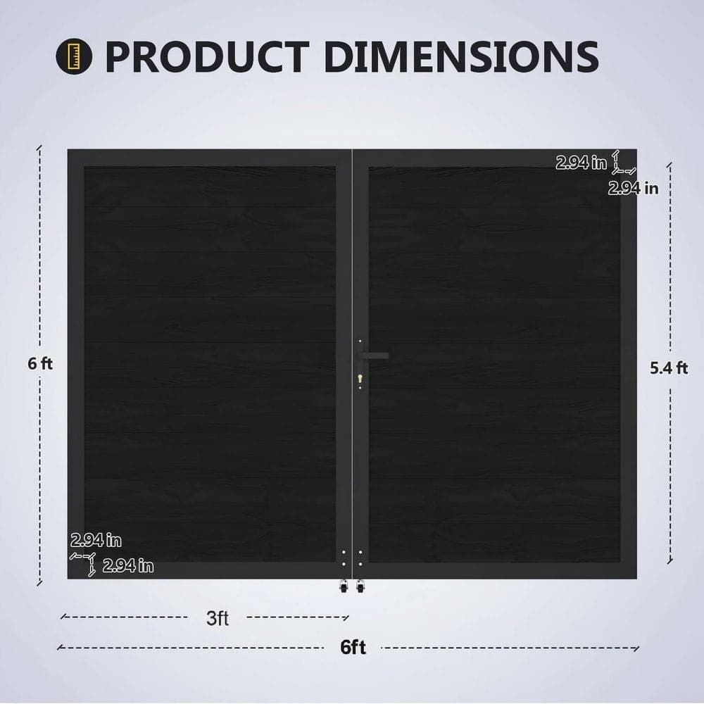 mondaria Outdoor 6 ft. W x 6 ft. H Black Composite Panel Fence Gate Kit for Garden Privacy (3)