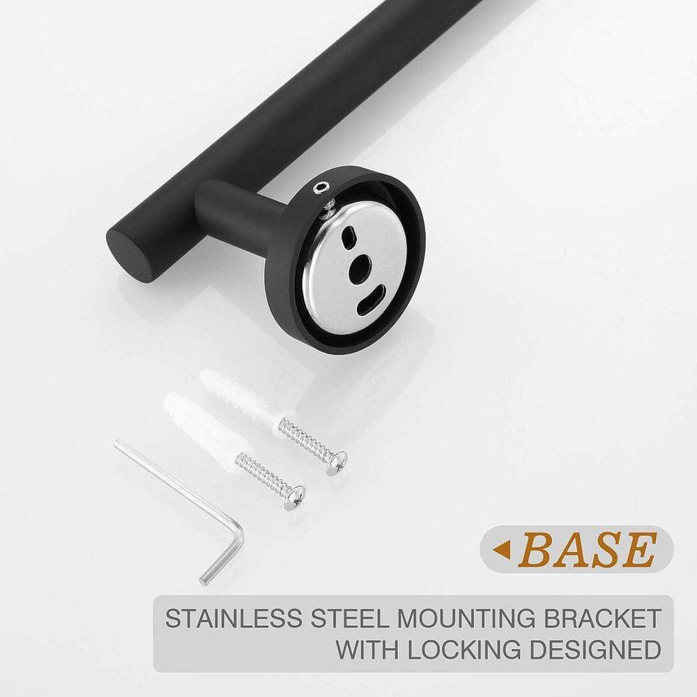 Unbranded 24 in. Wall Mounted Towel Bar 26 in. Stainless Steel Thicken Rod Modern Bathroom Matte Black Space Saving Decor (2)