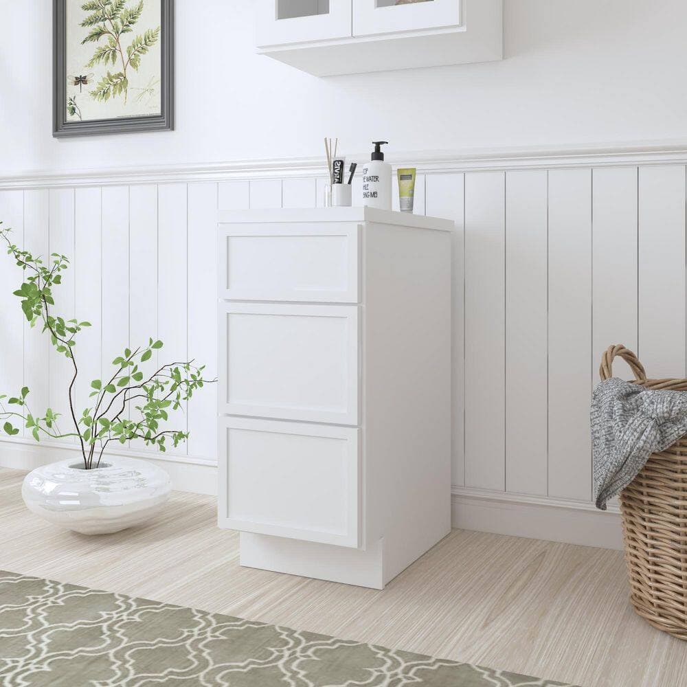 Vanity Art Colton 3-Drawer Freestanding Shaker Bathroom Vanity Cabinet (No Top) — Unassembled (2)