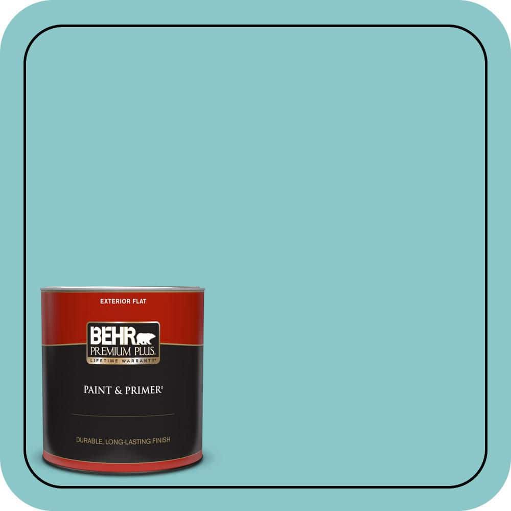 BEHR PREMIUM PLUS 1 qt. #510D-4 Embellished Blue Flat Exterior Paint & Primer