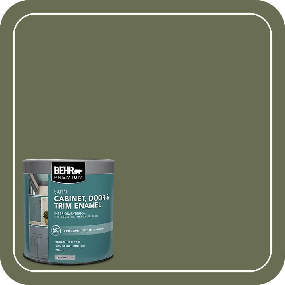 BEHR PREMIUM 1 qt. #S380-7 Global Green Satin Enamel Interior/Exterior Cabinet, Door & Trim Paint