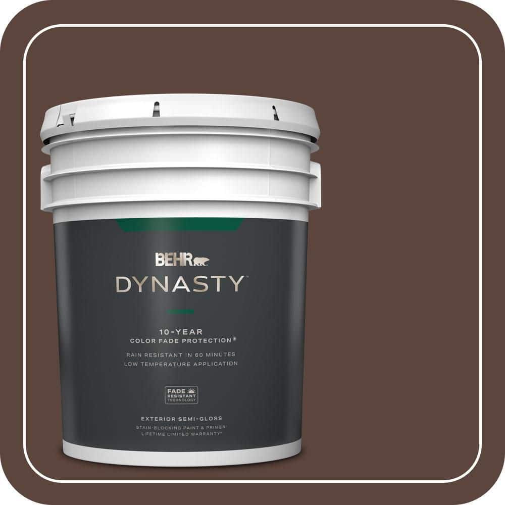 BEHR DYNASTY 5 gal. #T15-5 Heritage Oak Semi-Gloss Exterior Stain-Blocking Paint & Primer
