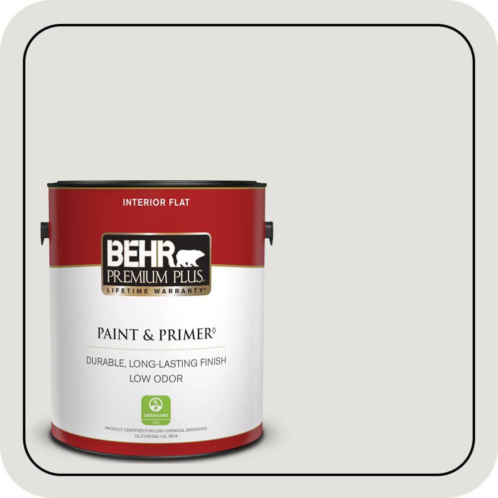 BEHR PREMIUM PLUS 1 gal. #MQ3-04 Quiet on the Set Flat Low Odor Interior Paint & Primer