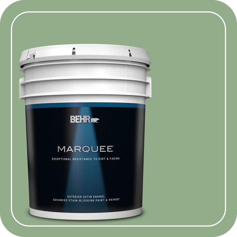 BEHR MARQUEE 5 gal. #MQ6-46 Flora Green Satin Enamel Exterior Paint & Primer