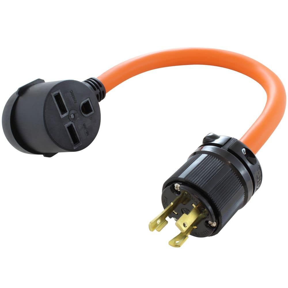 AC WORKS 1.5 ft. L6-30P 3-Prong 250-Volt Locking Plug to 6-30R 3-Prong 30 Amp 250-Volt HVAC Female Adapter