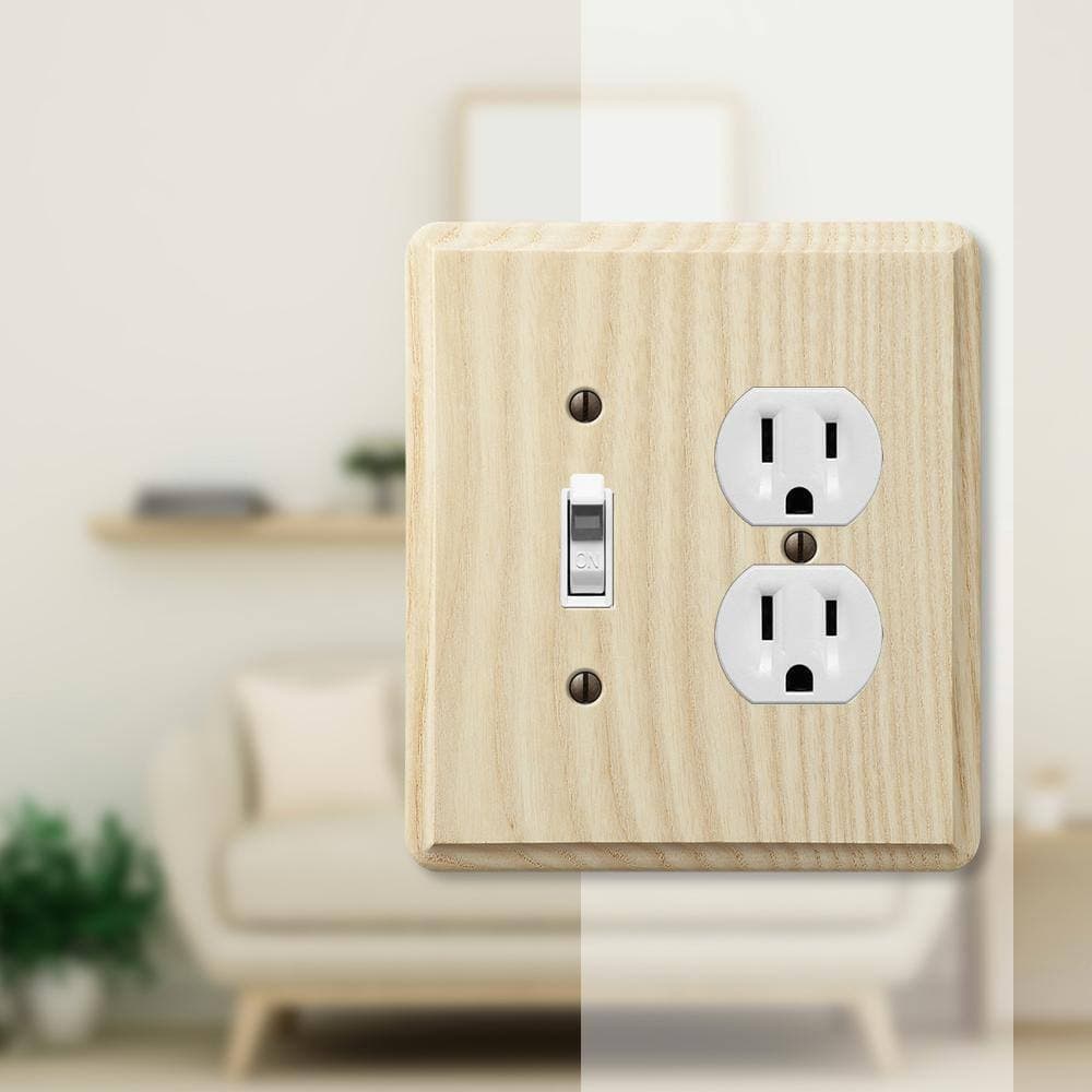 AMERELLE Contemporary 2 Gang 1-Toggle and 1-Duplex Wood Wall Plate (2)