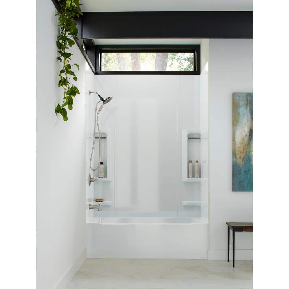 Delta Galiant 60 in. W x 80 in. H Five Piece Glue Up Composite Bathtub or Shower Surrounds in High Gloss White (1)