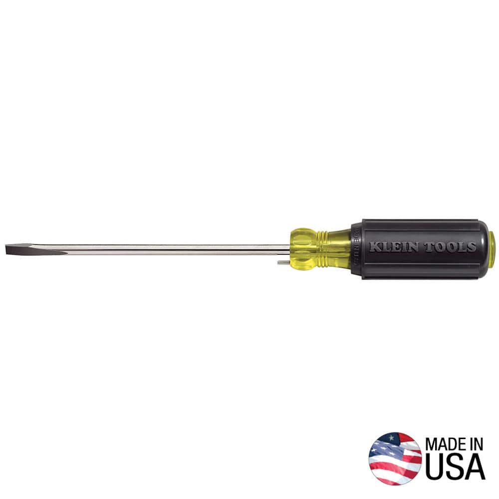 Klein Tools 1/4 in. Cabinet-Tip Wire Bending Flat Head Screwdriver with 6 in. Round Shank- Cushion Grip Handle (1)