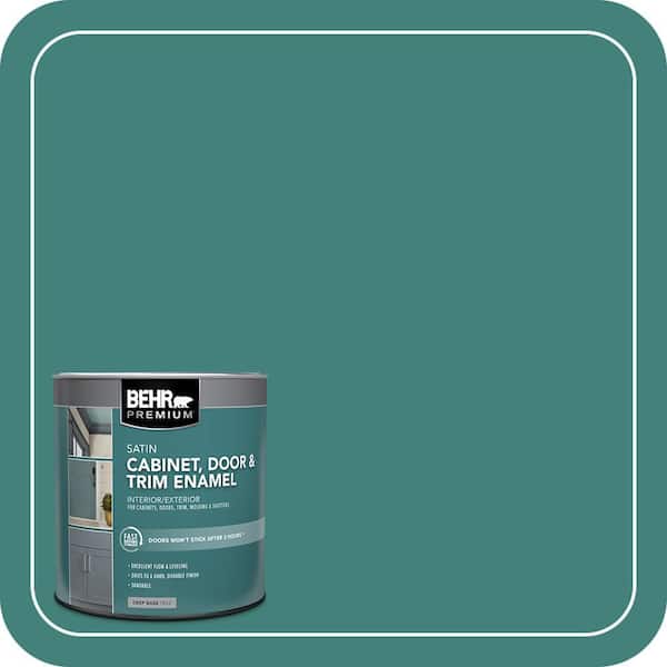 BEHR PREMIUM 1 qt. #M450-6 Bubble Turquoise Satin Enamel Interior/Exterior Cabinet, Door & Trim Paint (2)