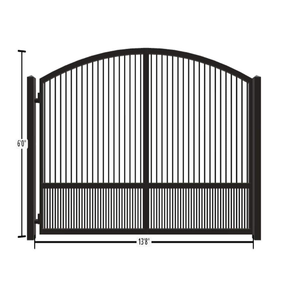 Unbranded Driveway Gate — Swing, Side, Arch, Puppy, Black — 164"W x 72"H (1)