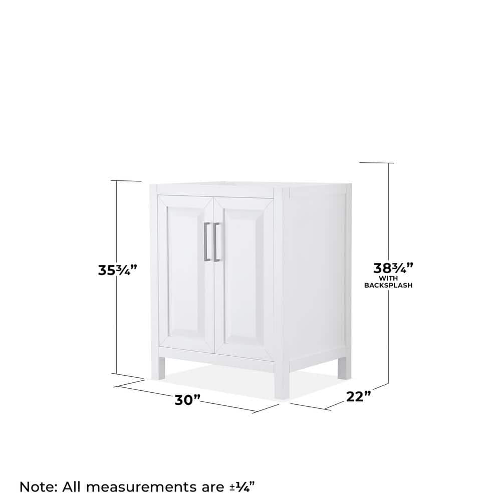 Wyndham Collection Daria 29 in. W x 21.5 in. D x 35 in. H Single Bath Vanity Cabinet without Top in White with 24 in. Mirror (3)