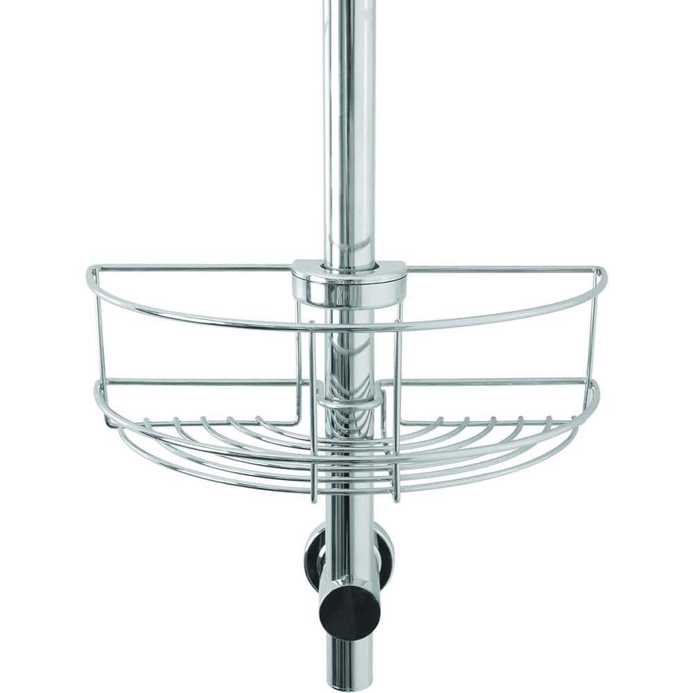 Adrinfly Clip-On Easy Fit Shower Caddy with Adjustable Mount, 3.35in. Deep Basket - Rustproof Chrome (1)