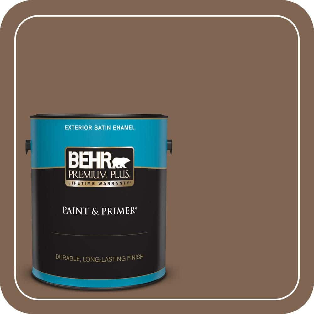 BEHR PREMIUM PLUS 1 gal. #N240-7 Joshua Tree Satin Enamel Exterior Paint & Primer
