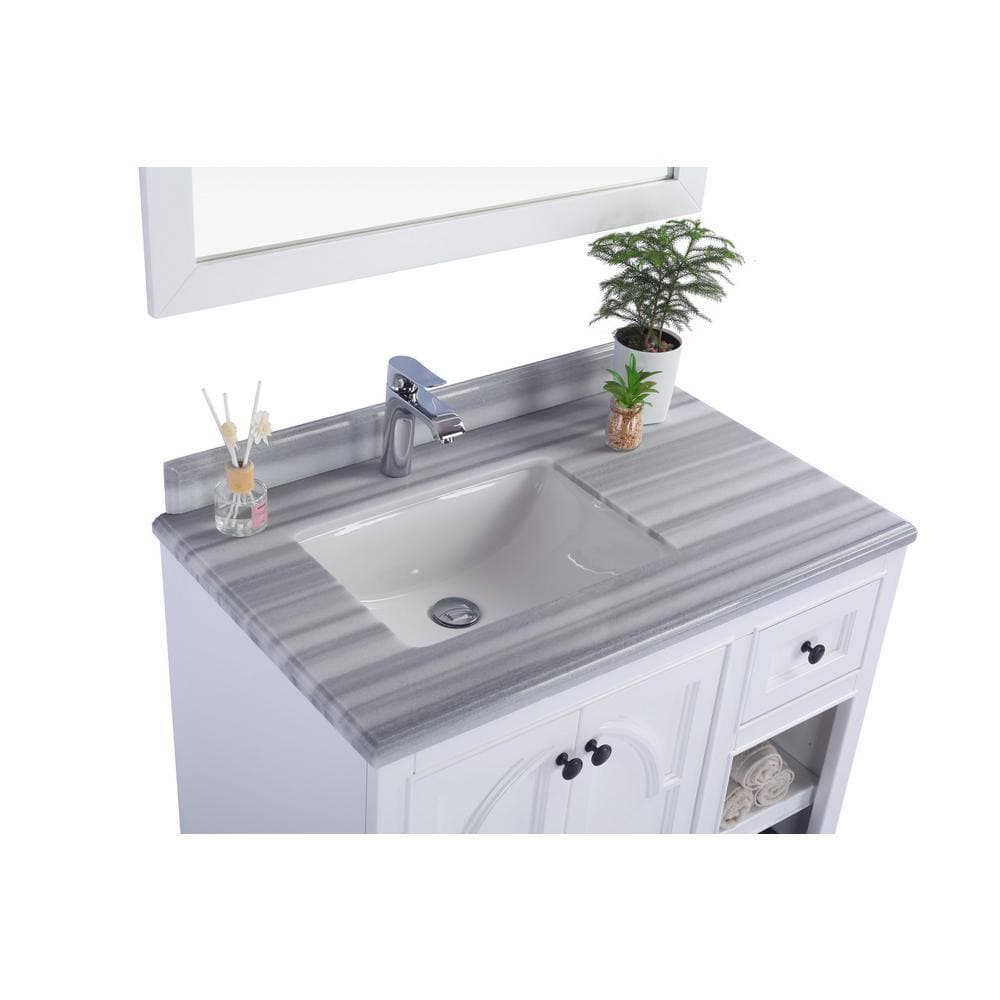 Laviva Odyssey 36 in. W x 22 in. D Marble Vanity Top in White Stripes with White Rectangular Single Sink (3)