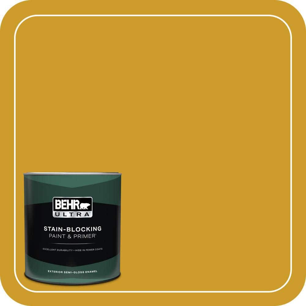 BEHR ULTRA 1 qt. #T16-09 Citronne Semi-Gloss Enamel Exterior Paint & Primer