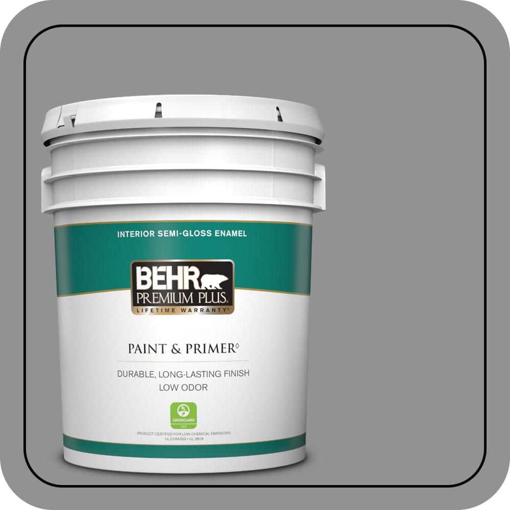 BEHR PREMIUM PLUS 5 gal. #N520-4 Cool Ashes Semi-Gloss Enamel Low Odor Interior Paint & Primer
