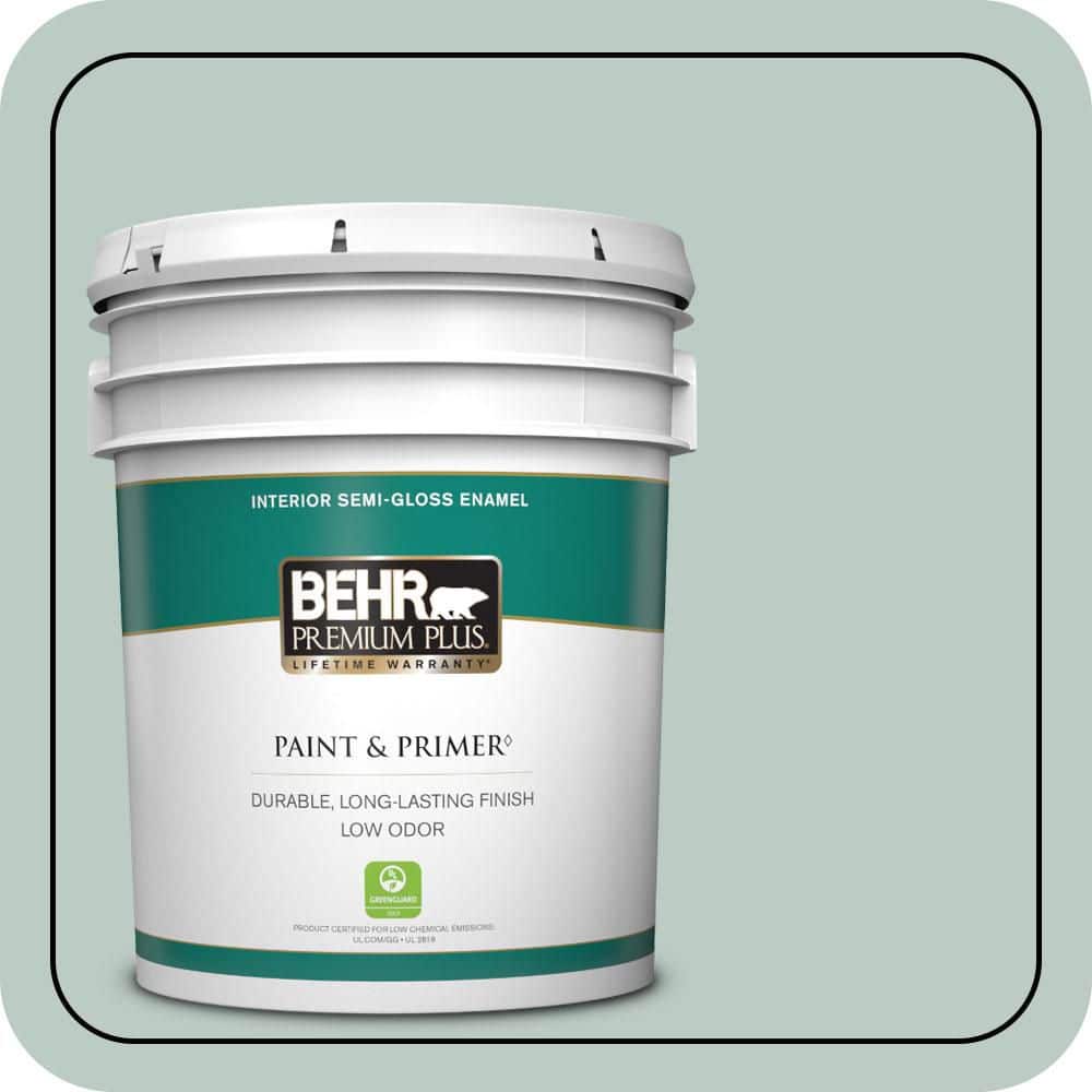 BEHR PREMIUM PLUS 5 gal. Home Decorators Collection #HDC-CL-23 Soothing Spring Semi-Gloss Enamel Low Odor Interior Paint & Primer