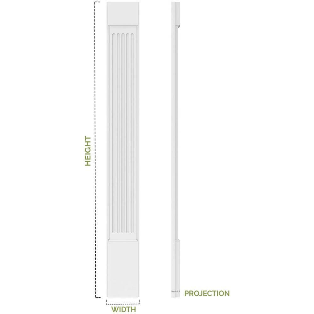 Ekena Millwork 2 in. x 5 in. x 90 in. Raised Panel PVC Pilaster Moulding with Decorative Capital and Base (Pair) (2)
