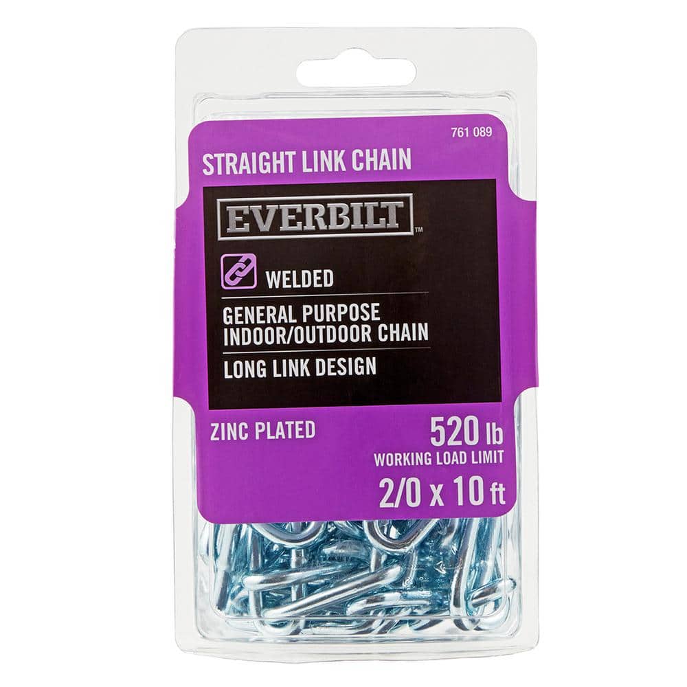 Everbilt 2/0 x 10 ft. Zinc Straight Link Chain