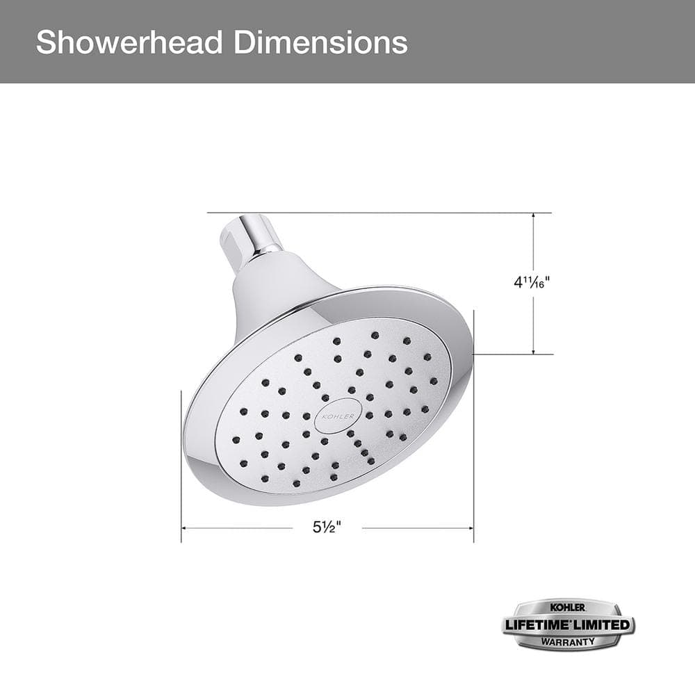 KOHLER Forte 1-Spray Pattern 5.5 in. Single Wall Mount Fixed Shower Head in Polished Chrome (4)