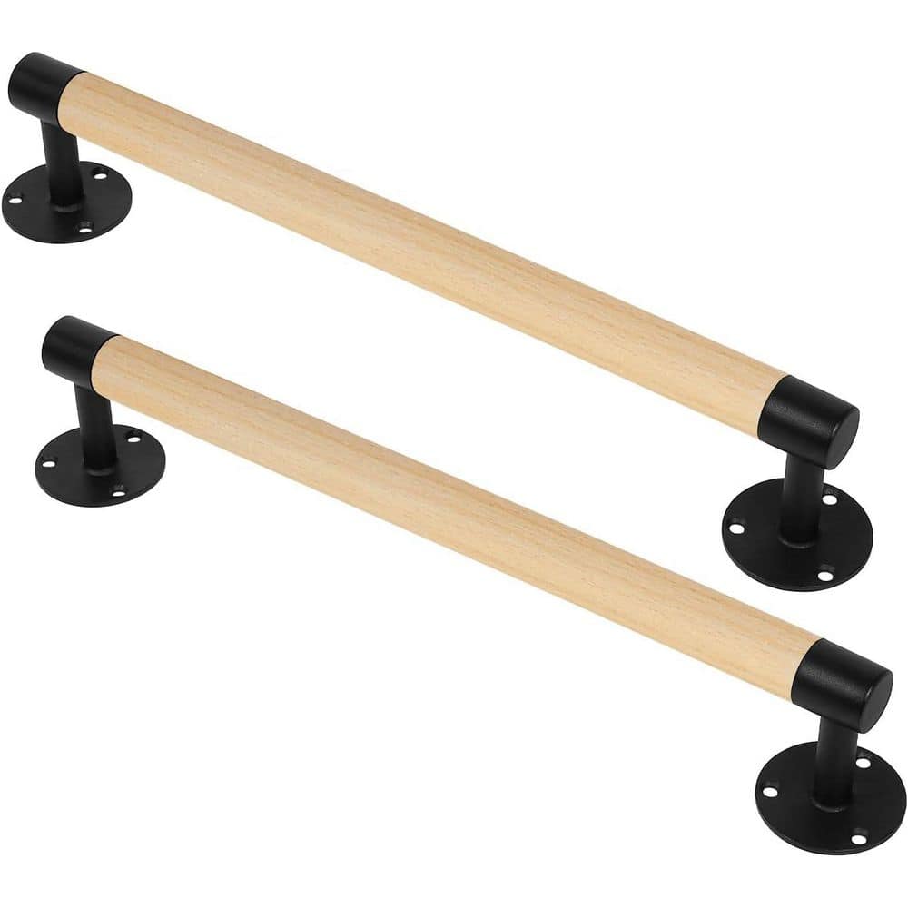 Unbranded 2-Pack 16 in. Barn Door Pull Handles with Black Metal Brackets for Garage Fence Farmhouse Sliding Doors (2)
