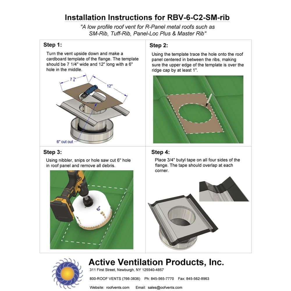 Active Ventilation 6 in. Dia. Aluminum Static Roof Vent NFA 28 sq. in. for SM-rib Panel Roofs 2 in. Collar Mill Finish (2)