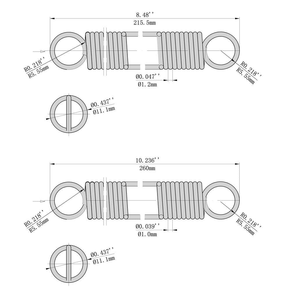 Everbilt (2-Pack) 7/16 in. x 10-1/4 in. and 7/16 in. x 8-1/2 in. Zinc-Plated Extension Spring (2)