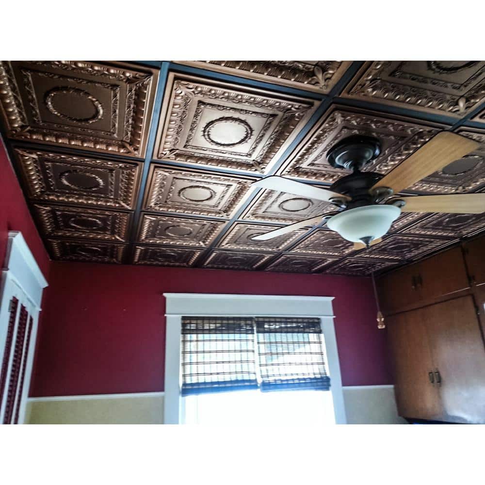 uDecor Royal 2 ft. x 2 ft. Lay-in or Glue-up Ceiling Tile in Antique Bronze (40 sq. ft. / case) (2)