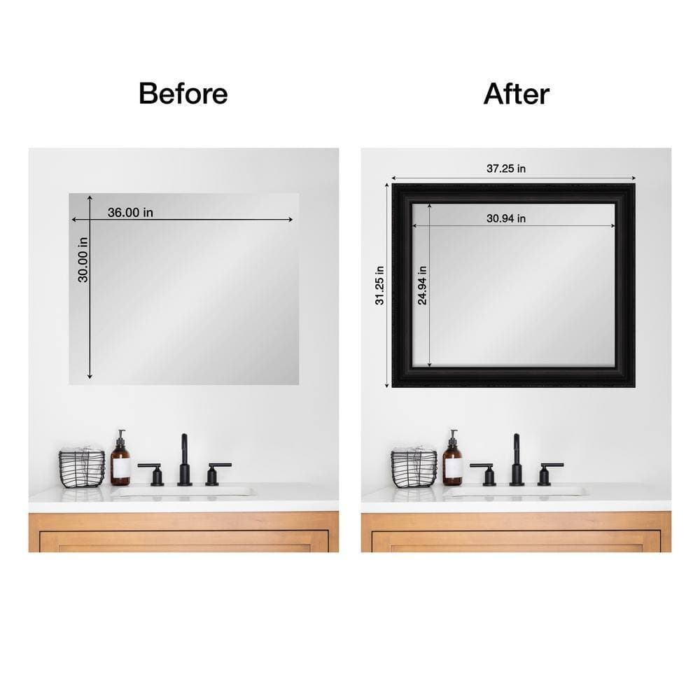 Amanti Art Mirror Makeover Parlor Black 31.25 in. W x 37.25 in. H Bathroom Mirror Frame Border Kit-Fits a 30 x 36 mirror (2)