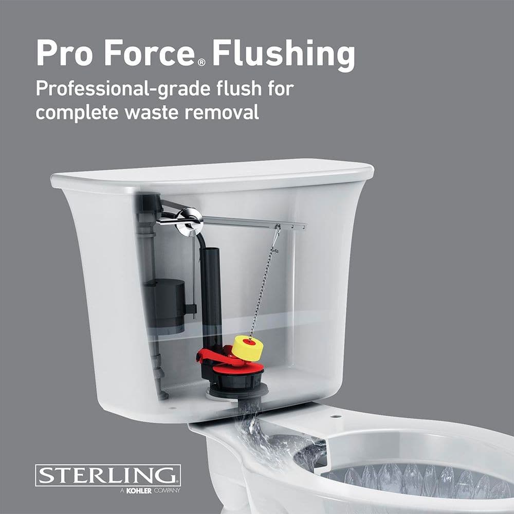 Sterling Windham 2- Piece 1.28 GPF Single Flush Elongated Toilet in White, Seat Not Included (3)