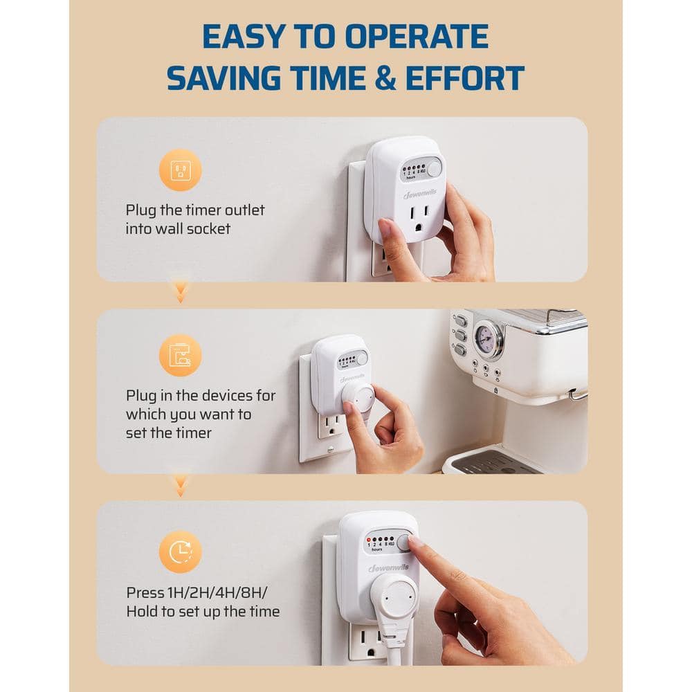 DEWENWILS Indoor Plug-In Countdown Digital Timer for Small Appliance with 1-Grounded Outlet, Auto Shut Off Safety Outlet, (2-Pack) (3)