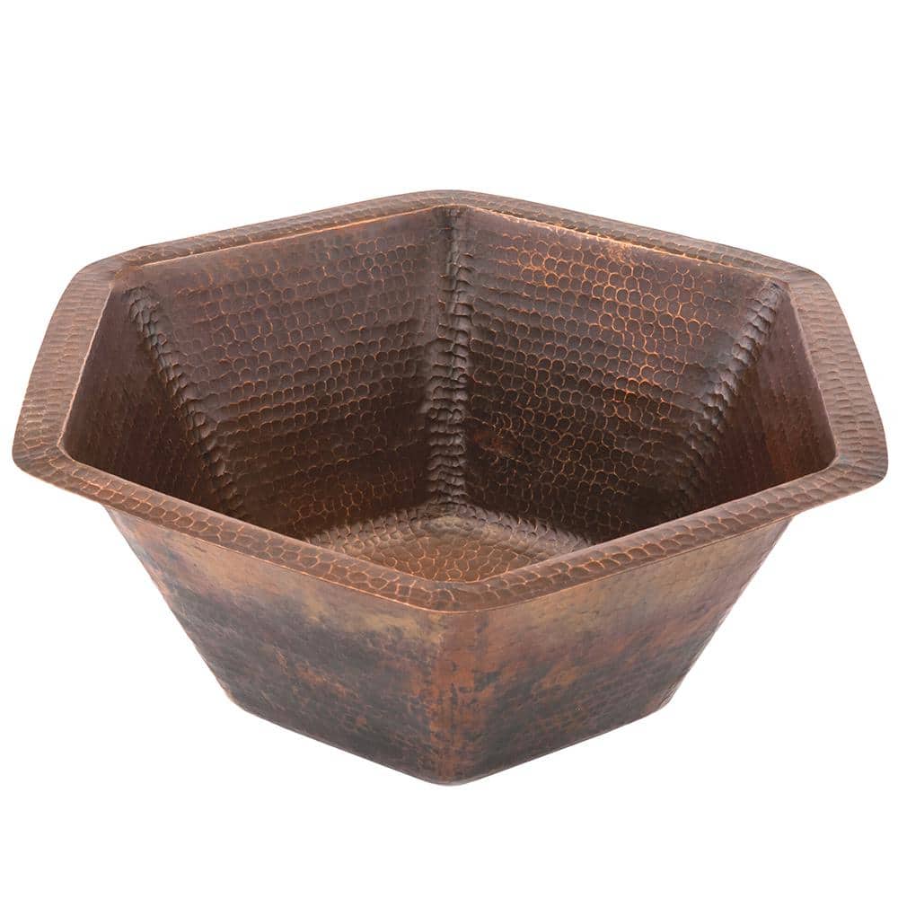 Premier Copper Products Under-Counter Hexagon Hammered Copper Bathroom Sink in Oil Rubbed Bronze (2)