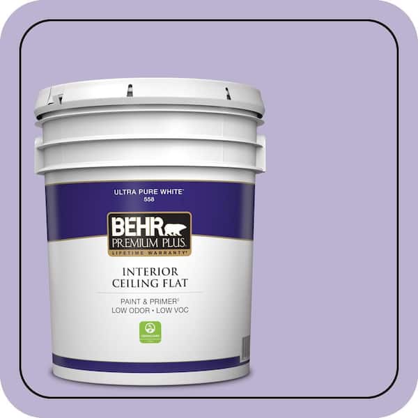 BEHR PREMIUM PLUS 5 gal. #M560-3 Grape Hyacinth Ceiling Flat Interior Paint & Primer (2)