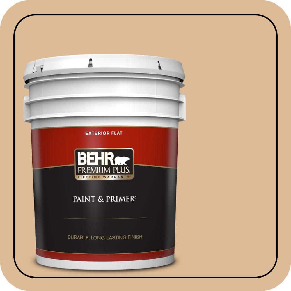 BEHR PREMIUM PLUS 5 gal. #PMD-69 Jute Flat Exterior Paint & Primer