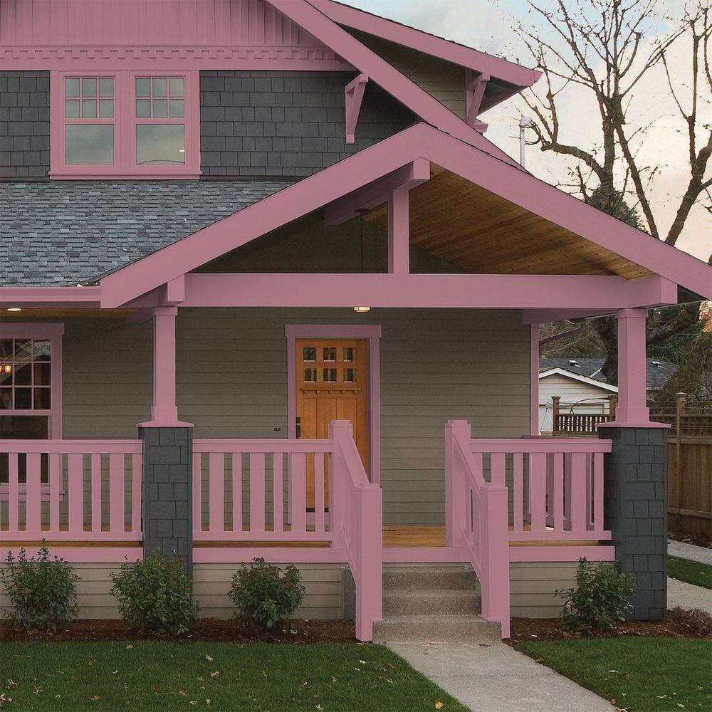 Glidden Premium 1 qt. PPG1049-5 Mauve Madness Semi-Gloss Exterior Latex Paint (4)