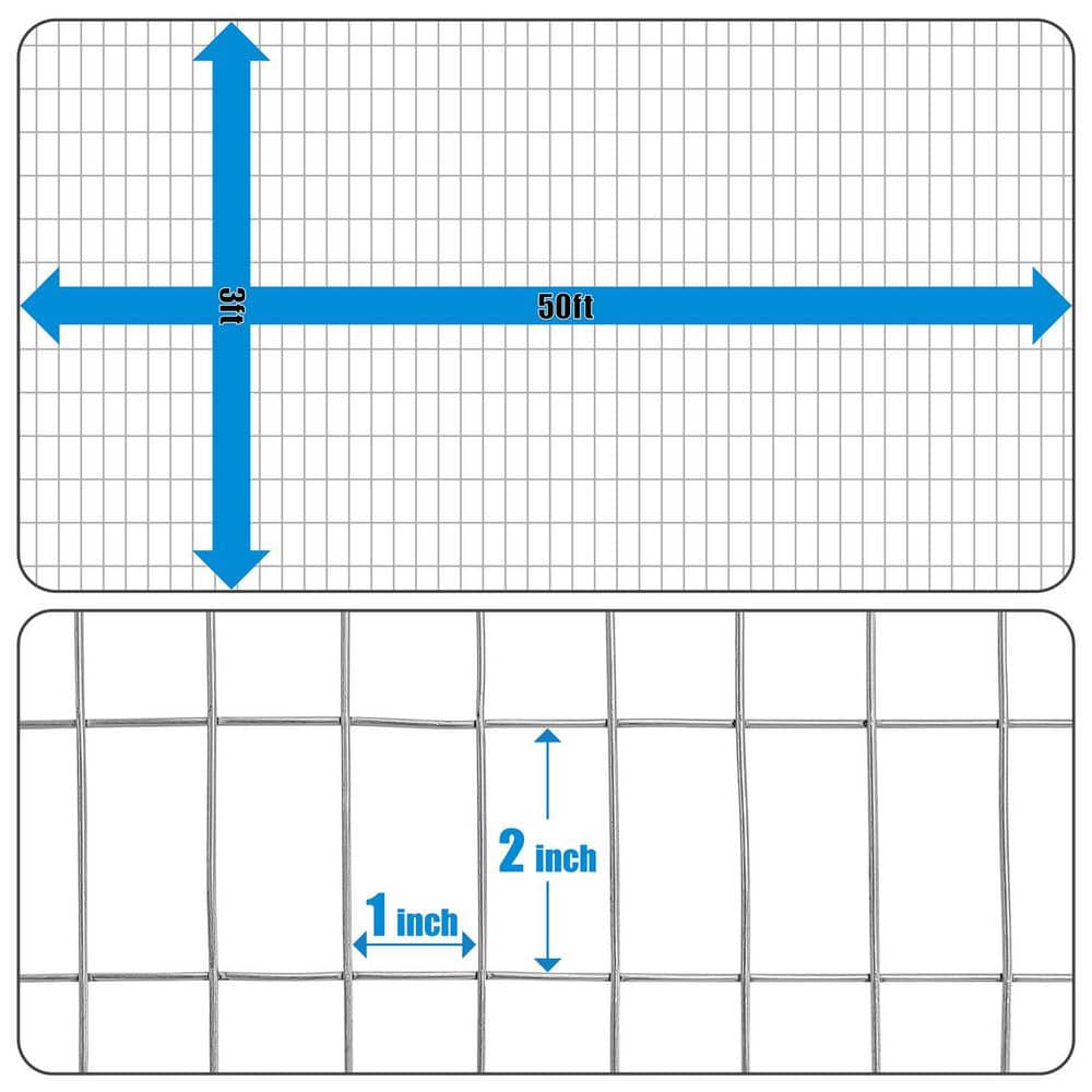 Fencer Wire 3 ft. x 50 ft. 14-Gauge Welded Wire Fence with Mesh 1 in. x 2 in. (3)