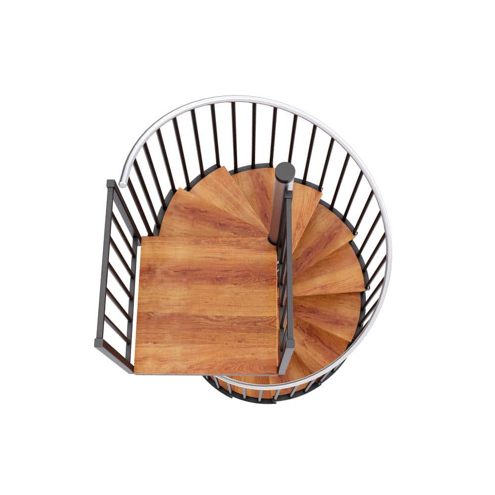 Mylen STAIRS Reroute Prime Interior 60in Diameter, Fits Height 110.5in - 123.5in, 2 36in Tall Platform Rails Spiral Staircase Kit (3)