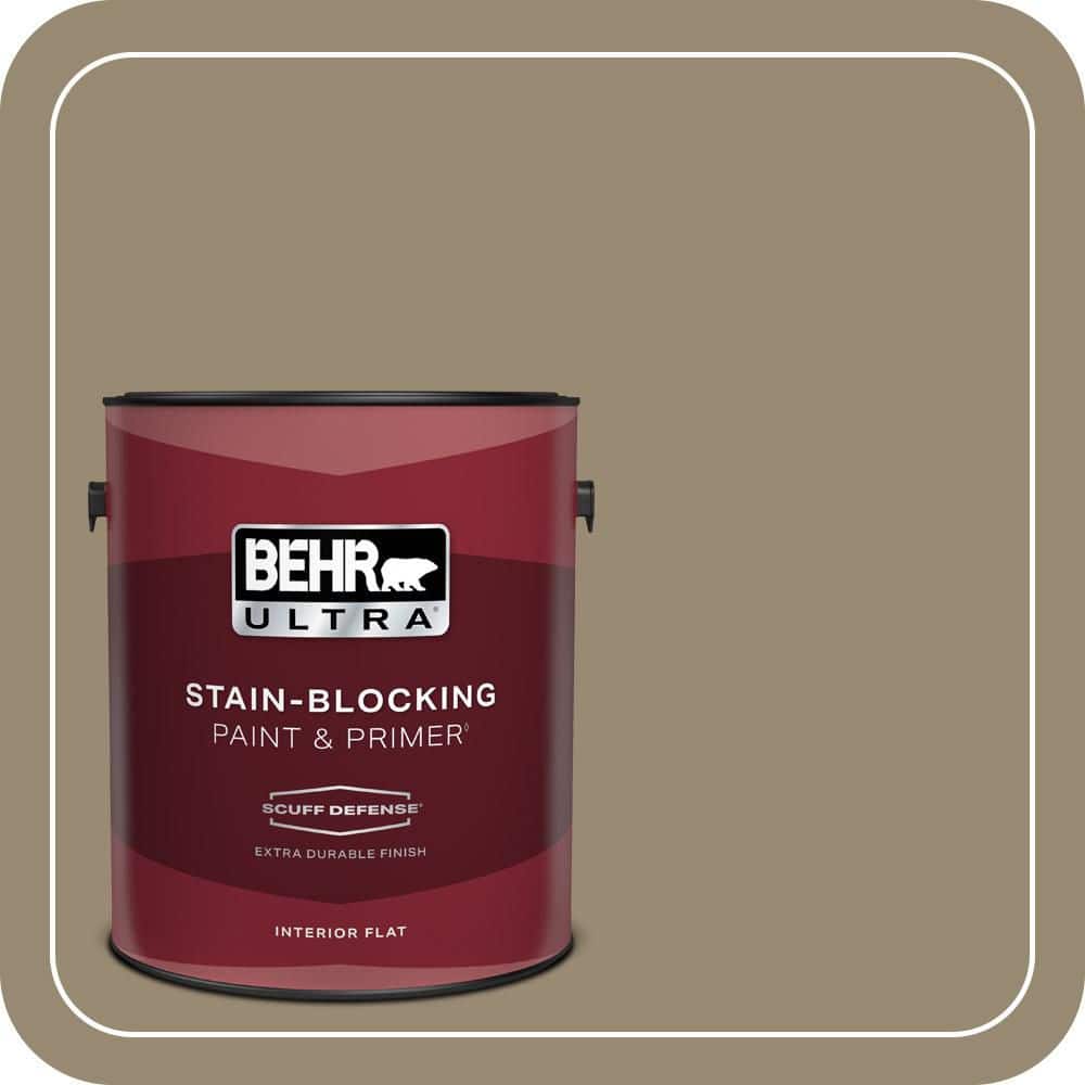 BEHR ULTRA 1 gal. #N310-5 Weathered Fossil Extra Durable Flat Interior Paint & Primer (1)