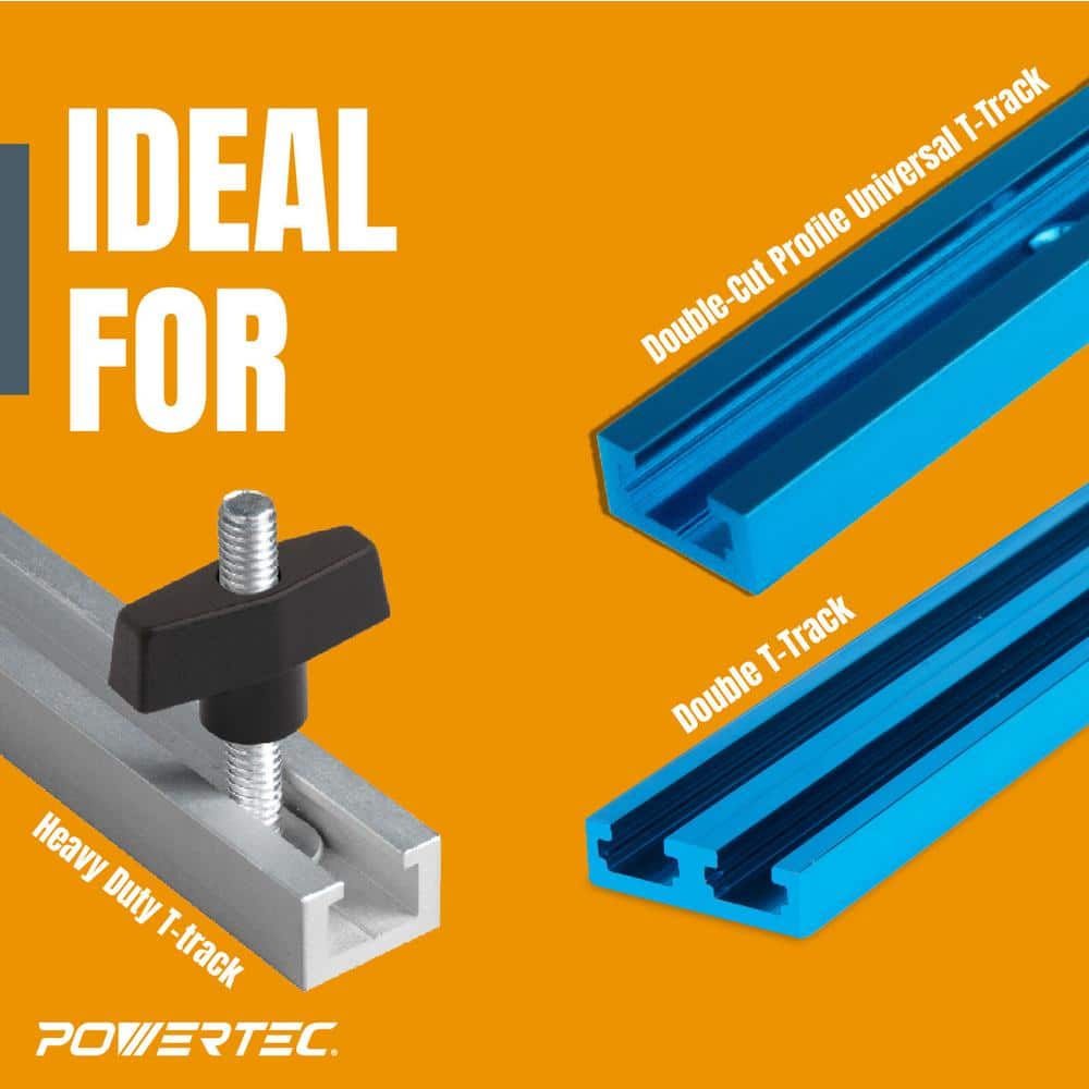 ‎POWERTEC 300 lbs. Quick Release Horizontal 201B Toggle Clamp, 4-7/8 in. Max Opening with Set of 16 T-Track Knob Kit for T Track (3)