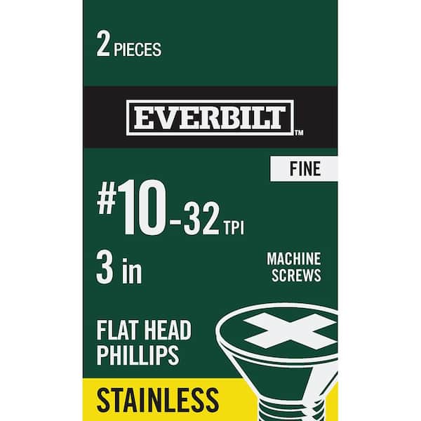 Everbilt #10-32 x 1-1/4 in. Stainless Steel Phillips Flat Head Machine Screw (3-Pack) (2)